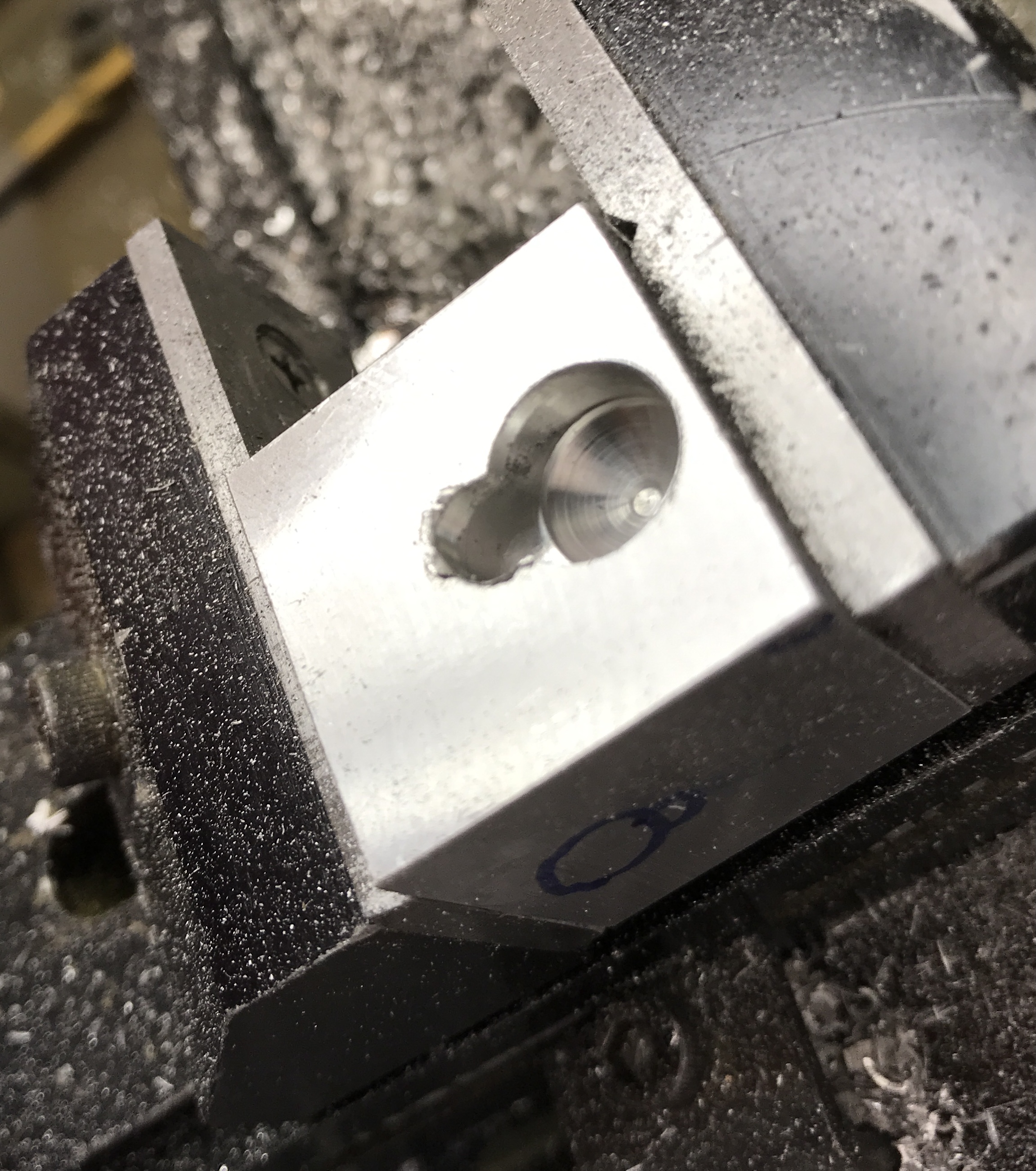 The first keyhole slot machined'